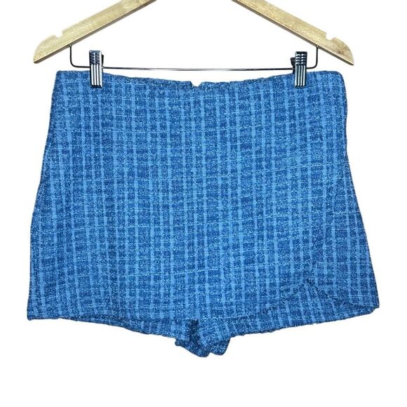 Madden NYC Blue Long Sleeve Tweed Bomber Jacket Tank Top Skort 3 Piece Set - Picture 9 of 15